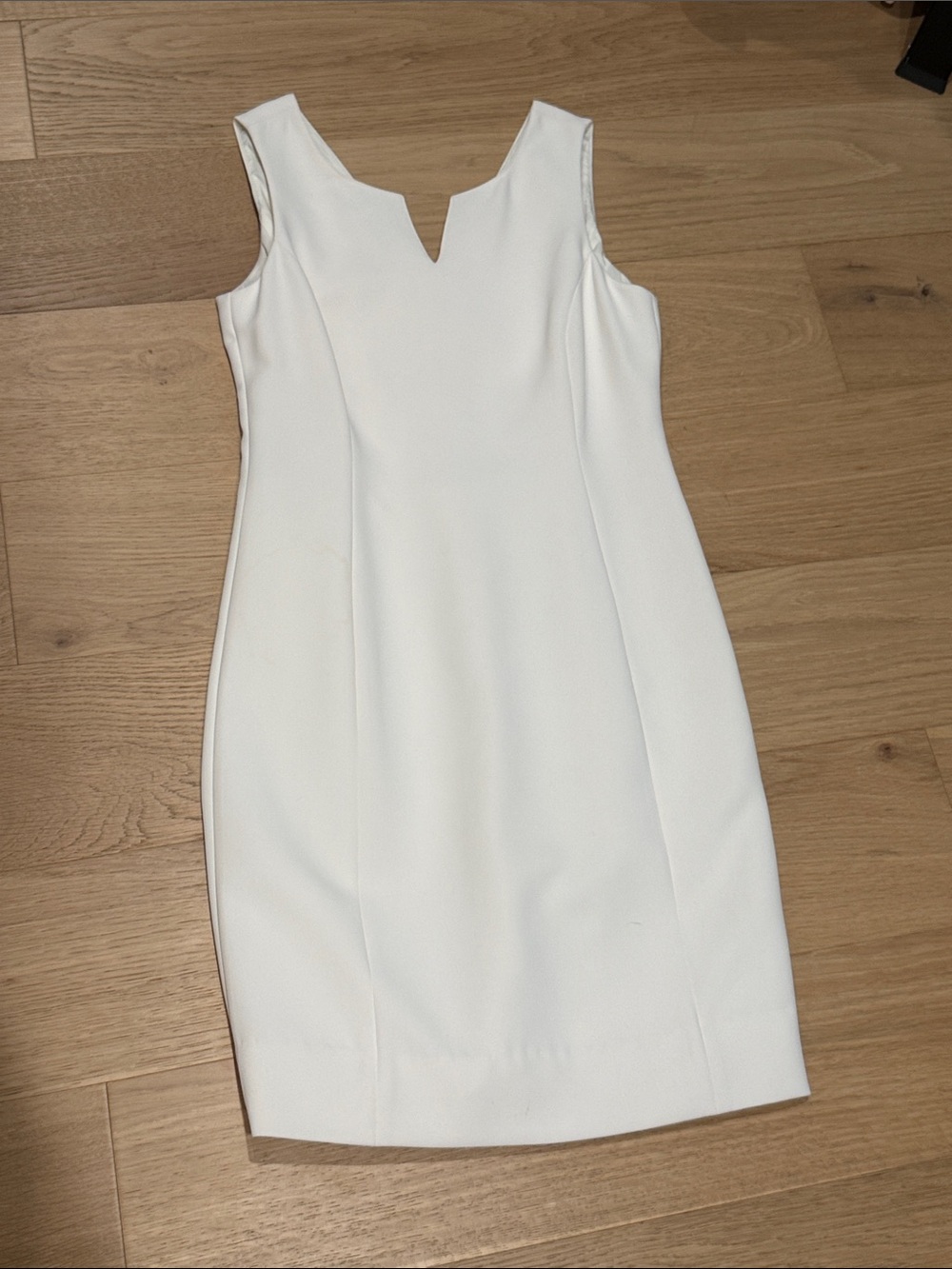 Carlisle White Midi Sheath Dress with Notch Neck